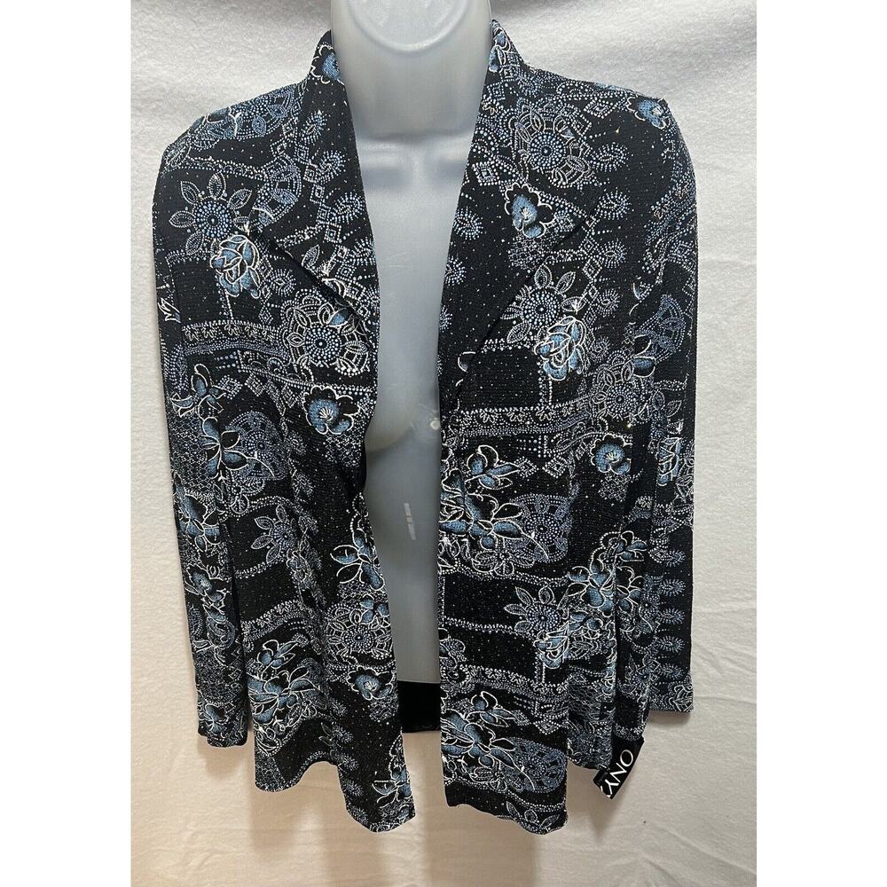 Onyx Nite‎ Black Sequin No Closure Blouse Size Small Sequins